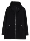 Herno Hooded Zip-front Coat In Blue