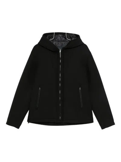 Herno Hooded Zip-front Jacket In Black