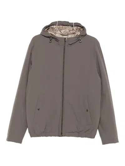 Herno Hooded Zip-front Jacket In Gray