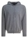 Herno Drawstring Hooded Cashmere Knit Cardigan In Blue