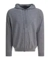 Herno Drawstring Hooded Cashmere Knit Cardigan In Gray