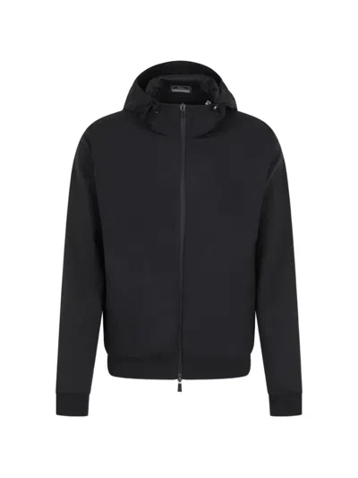 Herno Hooded Zip Jacket In Black