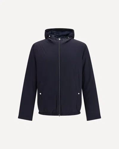 Herno Black Resort 4-way Nylon Hoodie In Blue