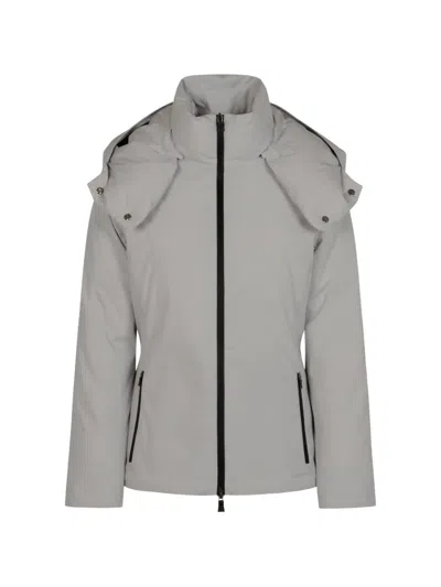 Herno Hooded Zip Jacket In Gray