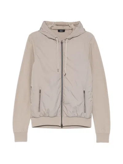 Herno Hooded Zip Jacket In Gray