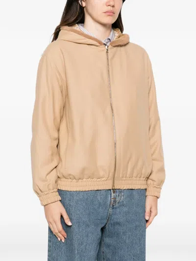 Herno Hooded Zip Jacket In Brown