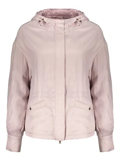 Herno Hooded Zip Jacket In Pink