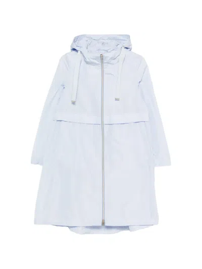 Herno Hooded Zip Parka Coat In Blue