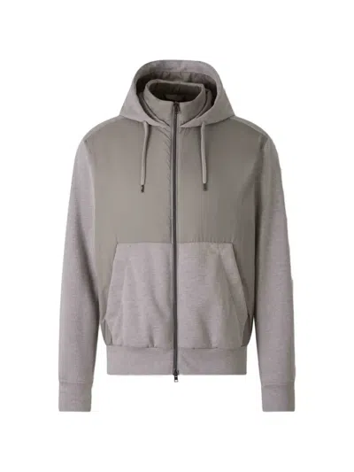 Herno Hooded Zip Sweater In Gray