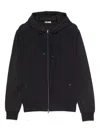 Herno Hooded Drawstring Jackets With Ribbed Finish In Black