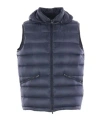 Herno Quilted Hooded Sleeveless Vest Pockets In Blue