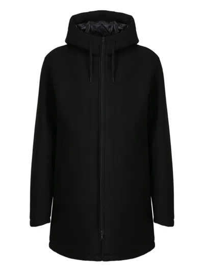 Herno Hooded Zip-up Jacket In Black