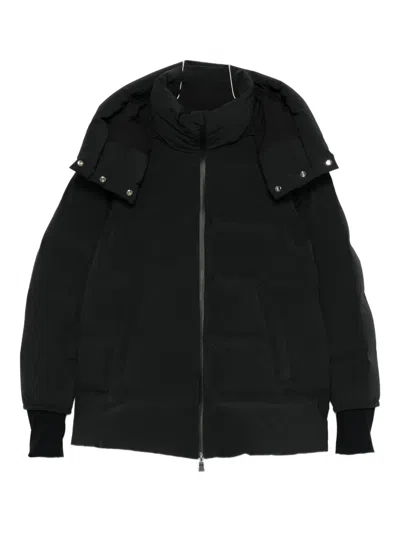 Herno Hooded Zip-up Jacket In Black