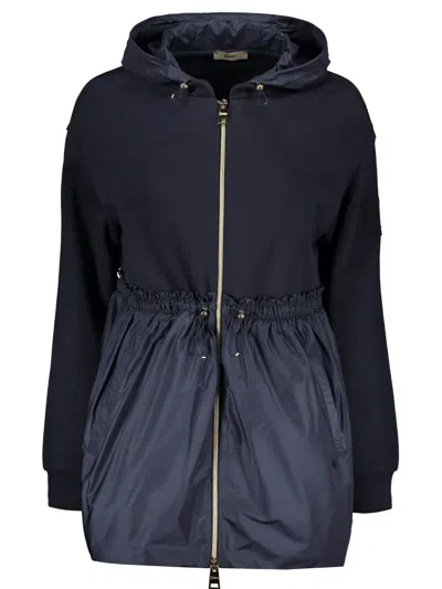 Herno Hooded Zip-up Jacket In Blue