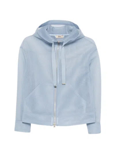 Herno Hooded Zip-up Jacket In Blue