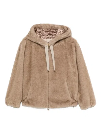 Herno Hooded Zip-up Jacket In Brown