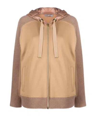 Herno Hooded Zip-up Jacket In Brown