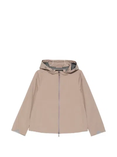 Herno Hooded Zip-up Jacket In Neutral