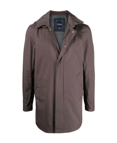 HERNO HOODED ZIP-UP RAINCOAT