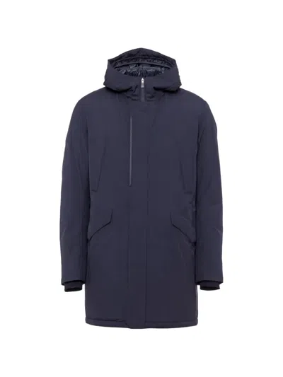 Herno Hooded Zip-fastening Coat In Blue