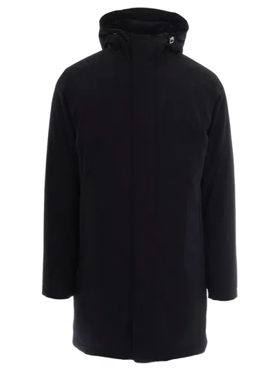 Herno Stretch Technical Fabric Hooded Padded Parka In Blue