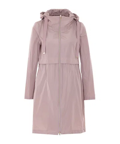 Herno Long-sleeved Hooded Coat In Pink