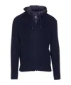 Herno Hooded Cardigan With Removable Detail And Pockets In Blue