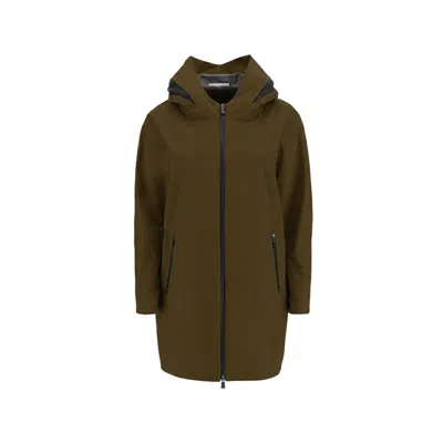 Herno Hooded Zipped Coat In Brown