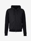 Herno Quilted Knit Hooded Jacket With Side Zip Pockets In Midnight Blue