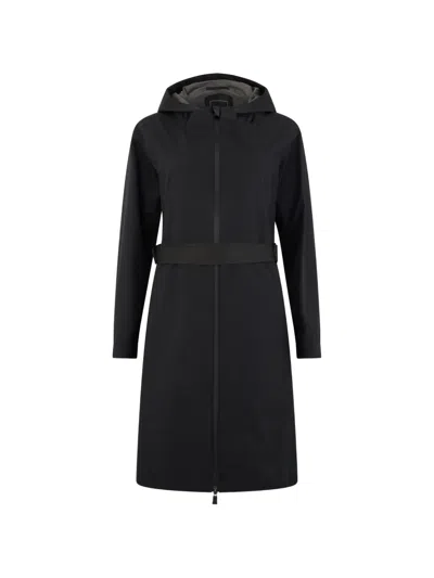Herno Hooded Zip-up Coat In Black