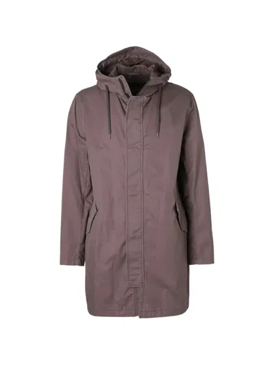 Herno Hooded Zip-up Coat In Purple