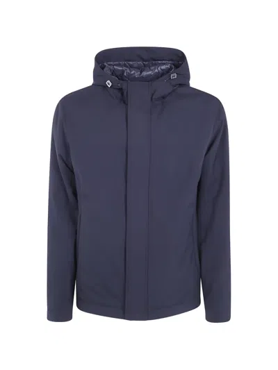 Herno Hooded Zip-up Jacket In Blue