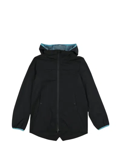 Herno Kids' Hooded Zip-up Jacket In Black