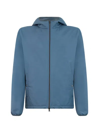 Herno Hooded Zip-up Jacket In Blue