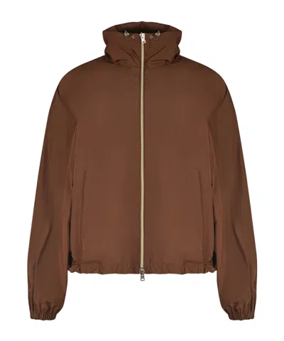 Herno Hooded Zip-up Jacket In Brown