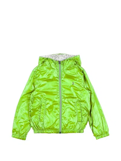 Herno Kids' Hooded Zip-up Jacket In Green