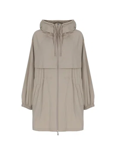 Herno Hooded Zip-up Parka Coat In Brown
