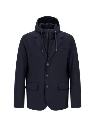 Herno Hooded-bib Jacket In Blue