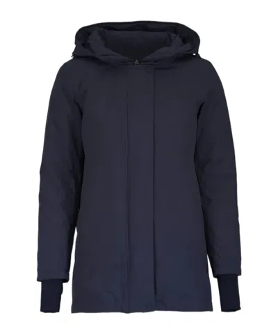 Herno Hooded-neck Coat In Navy Blue
