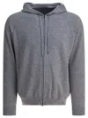 Herno Drawstring Hooded Cashmere Knit Cardigan In Gray