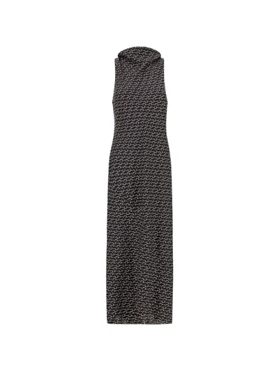 Herno Hook-print Maxi Dress In Black