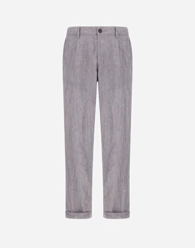 Herno Trousers In Summer Linen In Gray