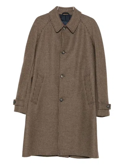 Herno Coat In Houndstooth Melton In Brown