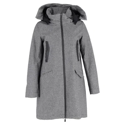 Herno Houndstooth Coat In Multicolor Wool In Black