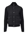Herno Hybrid Button Quilted Padded Bomber Jacket In Black