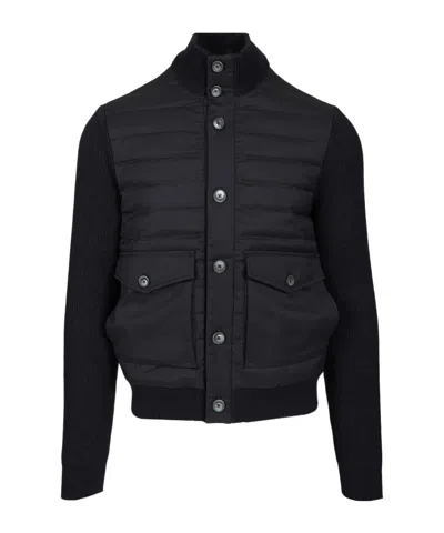 HERNO HYBRID BUTTON QUILTED PADDED BOMBER JACKET