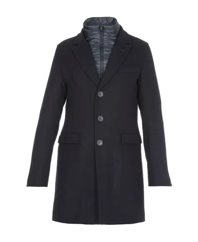 Herno Hybrid Single Breasted Coat In Black