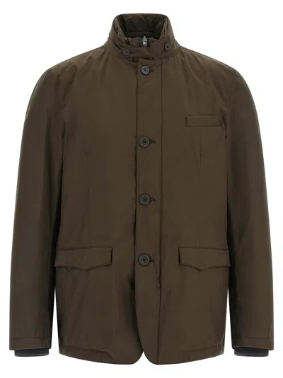 Herno Hybrid Technical Padded Jacket In Brown