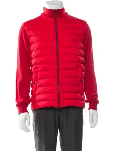 Pre-owned Herno Hybridge Knit Virgin Wool Puffer Coat W/ Tags In Red