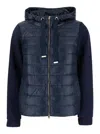 Herno Blue Sweatshirt With Fixed Drawstring Hood In Blue